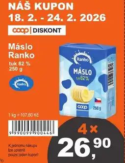 COOP DISKONT Máslo Ranko nabídka