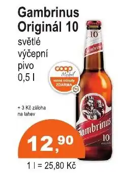 COOP DISKONT Gambrinus Originál 10 světlé výčepní pivo nabídka