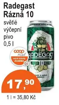 COOP DISKONT Radegast Rázná 10 světlé výčepní pivo nabídka