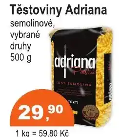 COOP DISKONT Těstoviny Adriana semolinové nabídka