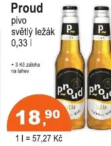 COOP DISKONT Proud pivo světlý ležák nabídka