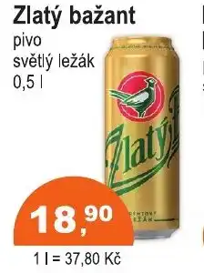 COOP DISKONT Zlatý bažant pivo světlý ležák nabídka