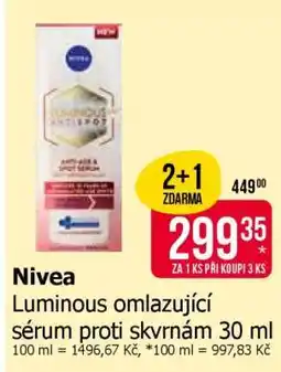 Teta Nivea Luminous omlazující sérum proti skvrnám 30 ml nabídka
