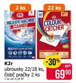 Teta K2r ubrousky 22/18 ks, čistič pračky 2 ks nabídka