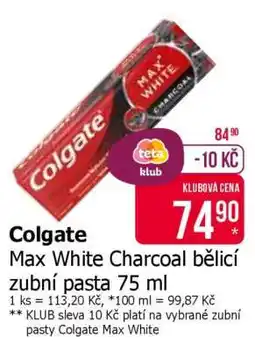 Teta Colgate Max White Charcoal bělící zubní pasta 75 ml nabídka