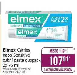 Teta Elmex Carries nebo Sensitive zubní pasta duopack 2x 75 ml nabídka