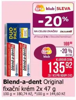 Teta Blend-a-dent Original fixační krém 2x 47 g nabídka