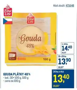 Makro Gouda plátky 48 % nabídka