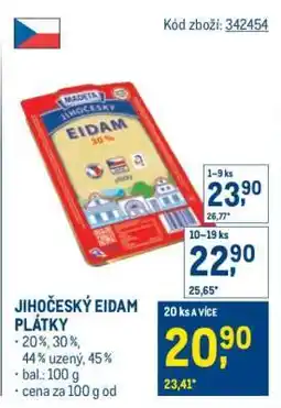 Makro Jihočeský eidam plátky nabídka