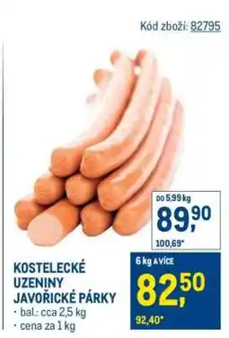 Makro KOSTELECKÉ UZENINY JAVOŘICKÉ PÁRKY nabídka