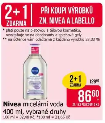 Nivea micelární voda 400 ml, vybrané druhy