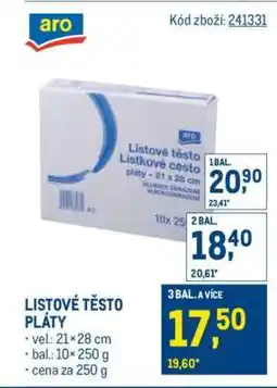 Makro LISTOVÉ TĚSTO PLÁTY nabídka