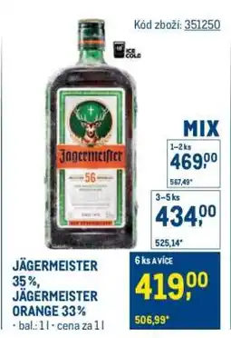 Makro JÄGERMEISTER 35 %, JÄGERMEISTER ORANGE 33 % nabídka