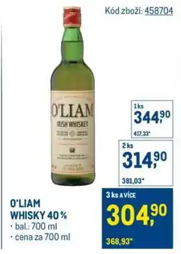 Makro O'LIAM WHISKY 40 % nabídka