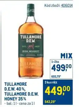Makro TULLAMORE D.E.W. 40%, TULLAMORE D.E.W. HONEY 35% nabídka