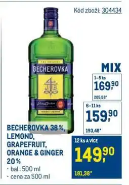 Makro BECHEROVKA 38%, LEMOND, GRAPEFRUIT, ORANGE & GINGER 20% nabídka