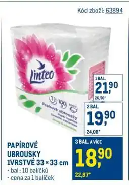 Makro Papírové ubrousky 1vrstvé 33 × 33 cm nabídka