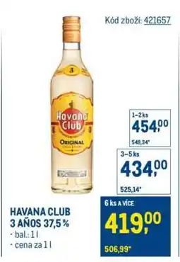 Makro Havana Club 3 Años 37,5 % nabídka
