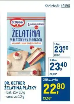 Makro DR. OETKER ŽELATINA PLÁTKY nabídka