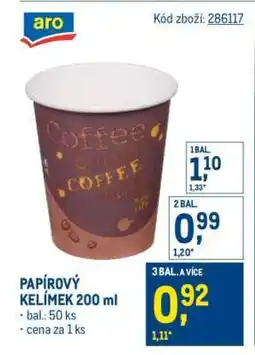 Makro PAPÍROVÝ KELÍMEK 200 ml nabídka
