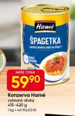 Hruška Konzerva Hamé nabídka
