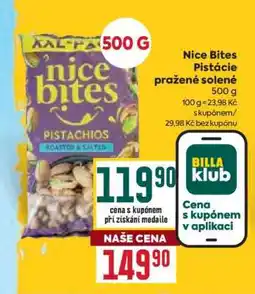 Billa Nice Bites Pistácie pražené solené 500 g nabídka