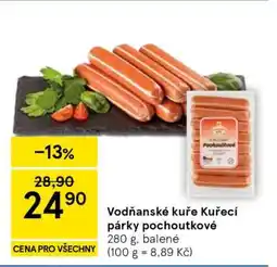Tesco Vodňanské Kuře Kuřecí párky pochoutkové nabídka