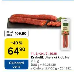 Tesco Krahulík Uherská klobása nabídka