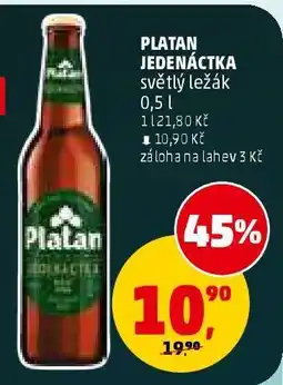 Penny Market PLATAN JEDENÁCTKA světlý ležák 0,5 l nabídka