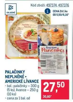 Makro PALAČINKY NEPLNĚNÉ + AMERICKÉ LÍVANCE nabídka