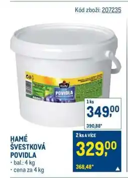 Makro HAMÉ Švestková povidla nabídka