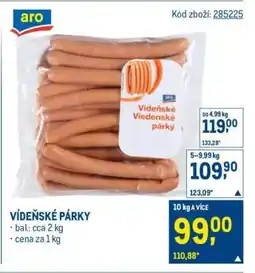 Makro Vídeňské párky* • nabídka