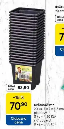 Tesco Květináč V, 20 ks, 7 x 7 x 6,5 cm plastový nabídka