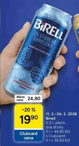 Tesco Birell, 0,5 l, plech. dva druhy nabídka
