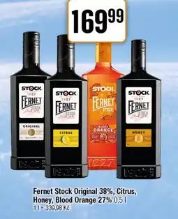 TEMPO Fernet Stock Original 38%, Citrus, Honey, Blood Orange 27% nabídka