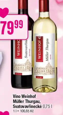 TEMPO Víno Weinhof Müller Thurgau, Svatovavřinecké nabídka