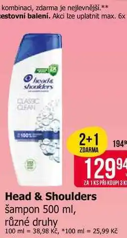 Teta Head & Shoulders šampon 500ml, vybrané druhy nabídka