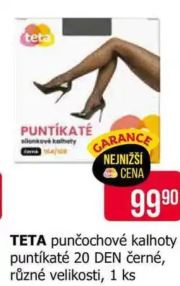 Teta TETA punčochové kalhoty puntíkaté 20 DEN černé, různé velikosti, 1 ks nabídka