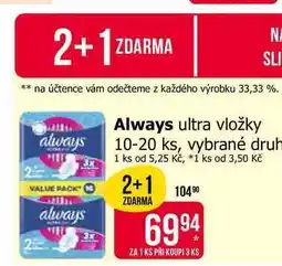 Teta Always ultra vložky 10-20 ks, vybrané druhy nabídka