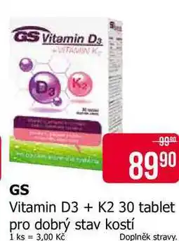 Teta GS Vitamin D3 + K2 30 tablet pro dobrý stav kostí nabídka