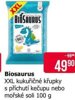 Teta Biosaurus XXL kukuřičné křupky s příchutí kečupu nebo mořské soli nabídka