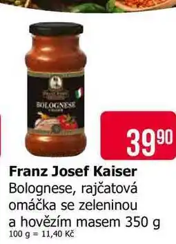 Teta Franz Josef Kaiser Bolognese, rajčatová omáčka se zeleninou a hovězím masem nabídka