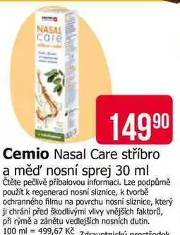 Teta Cemio Nasal Care stříbro a měď' nosní sprej nabídka