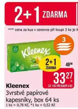 Teta Kleenex 3vrstvé papírové kapesníky, box 64 ks nabídka