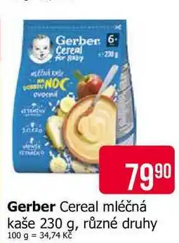 Teta Gerber Cereal mléčná kaše 230 g, různé druhy nabídka