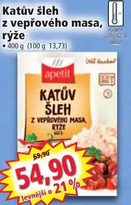 Norma Katův šleh z vepřového masa, rýže nabídka