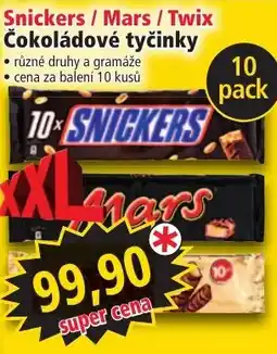Norma Snickers / Mars / Twix Čokoládové tyčinky nabídka
