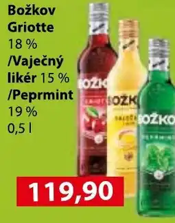 Konzum Božkov Griotte 18% /Vaječný likér 15 % /Peprmint 19% nabídka