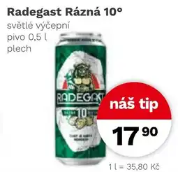 Konzum Radegast Rázná 10° světlé výčepní nabídka