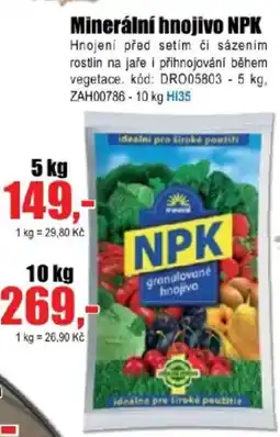 EVA Minerální hnojivo NPK nabídka